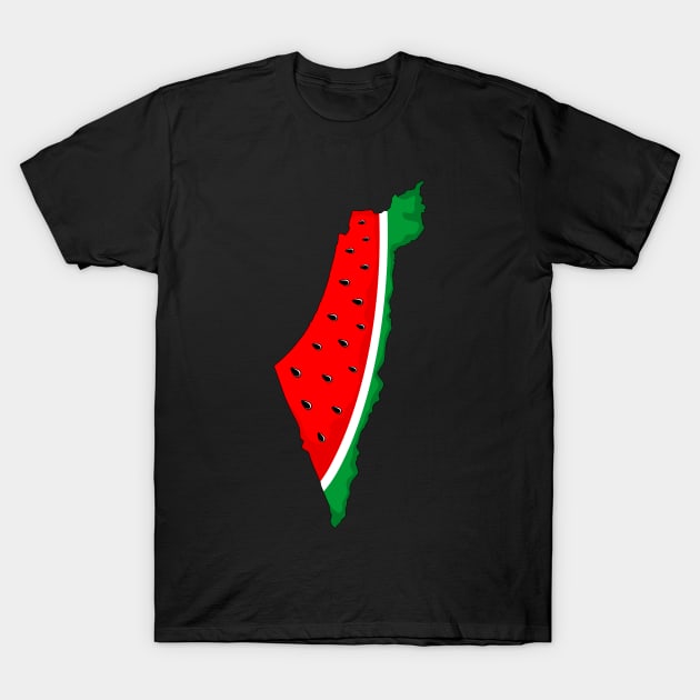 Palestine Map Watermelon Symbol of freedom T-Shirt by BluedarkArt